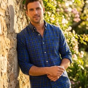 Ralph Lauren Blue and Green Plaid Button-Down Shirt